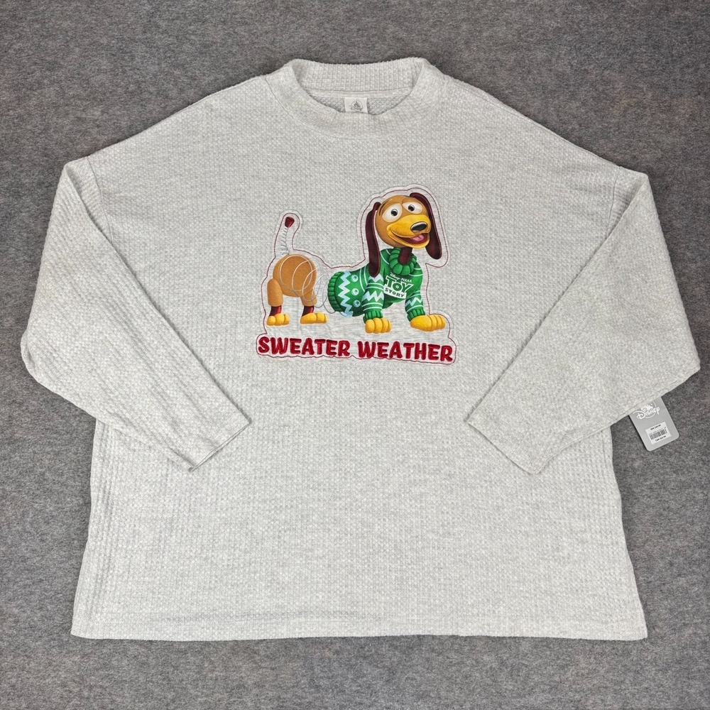 Disney Parks Pixar Slinky Dog Toy Story Holiday Sweater Gray Womens XL